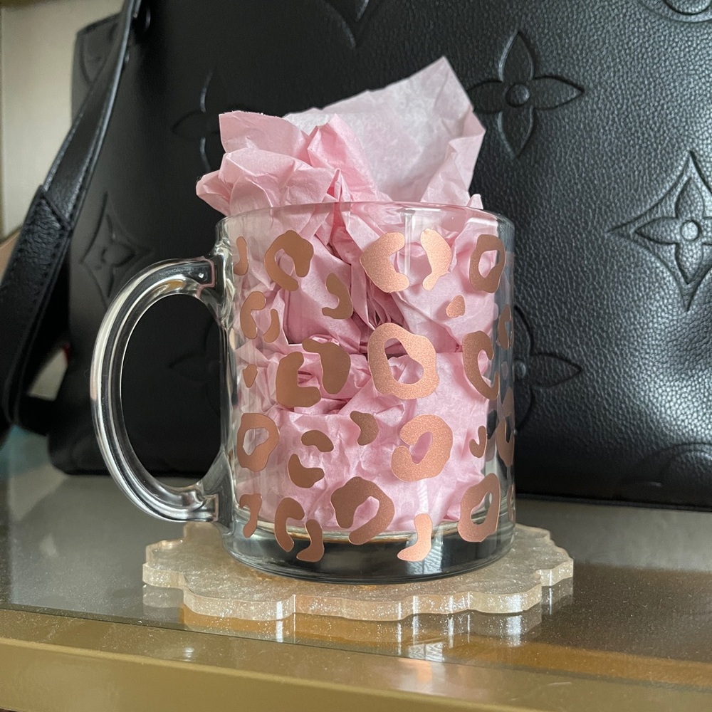 Rose Gold Leopard Print Clear Mug